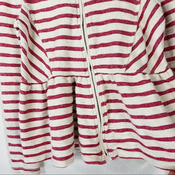 Free People red white striped peplum jacket - Picture 7 of 16